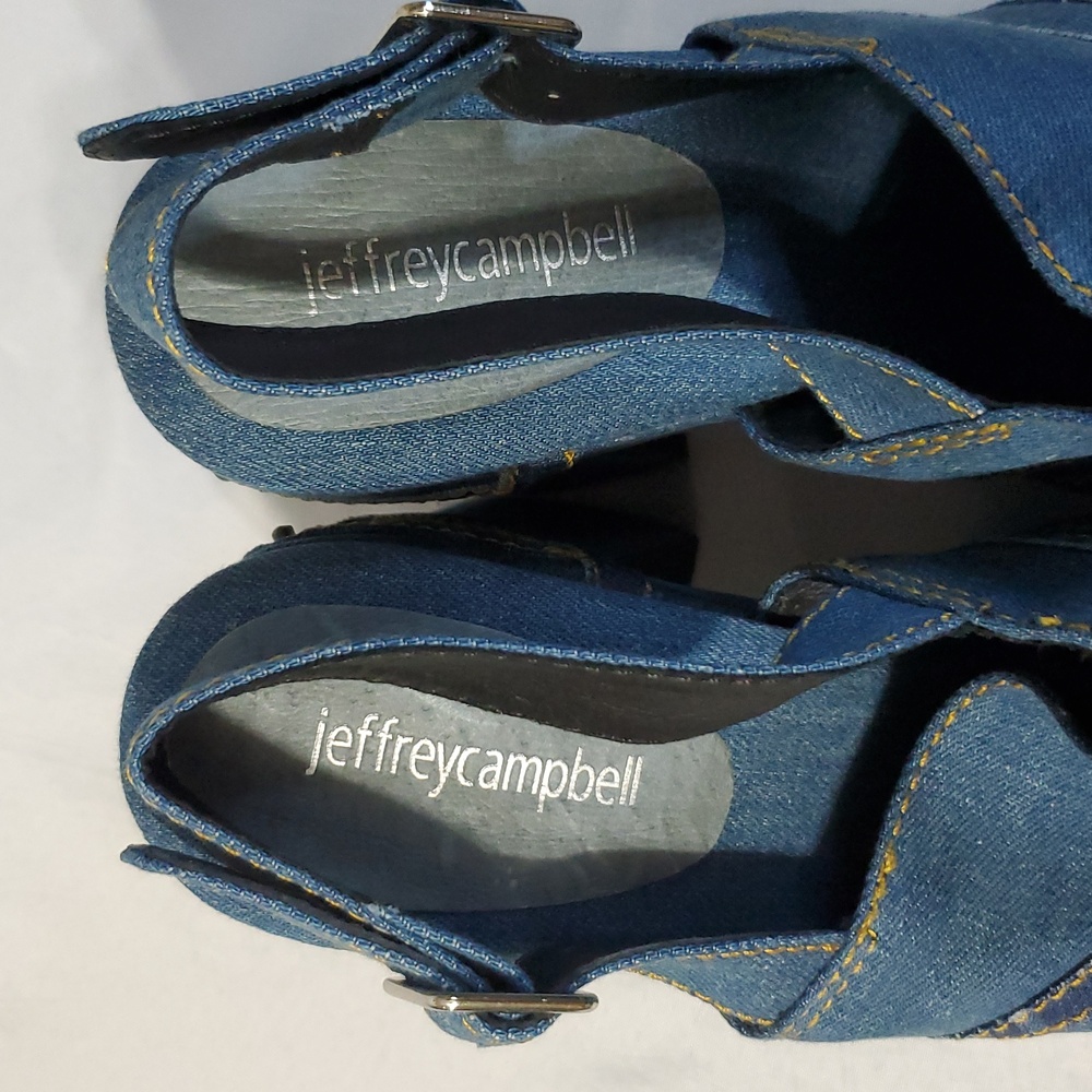 Jeffrey Campbell NWOT Blue Denim Jeans Platform Disco Heels Size 9.5 - Picture 11 of 13